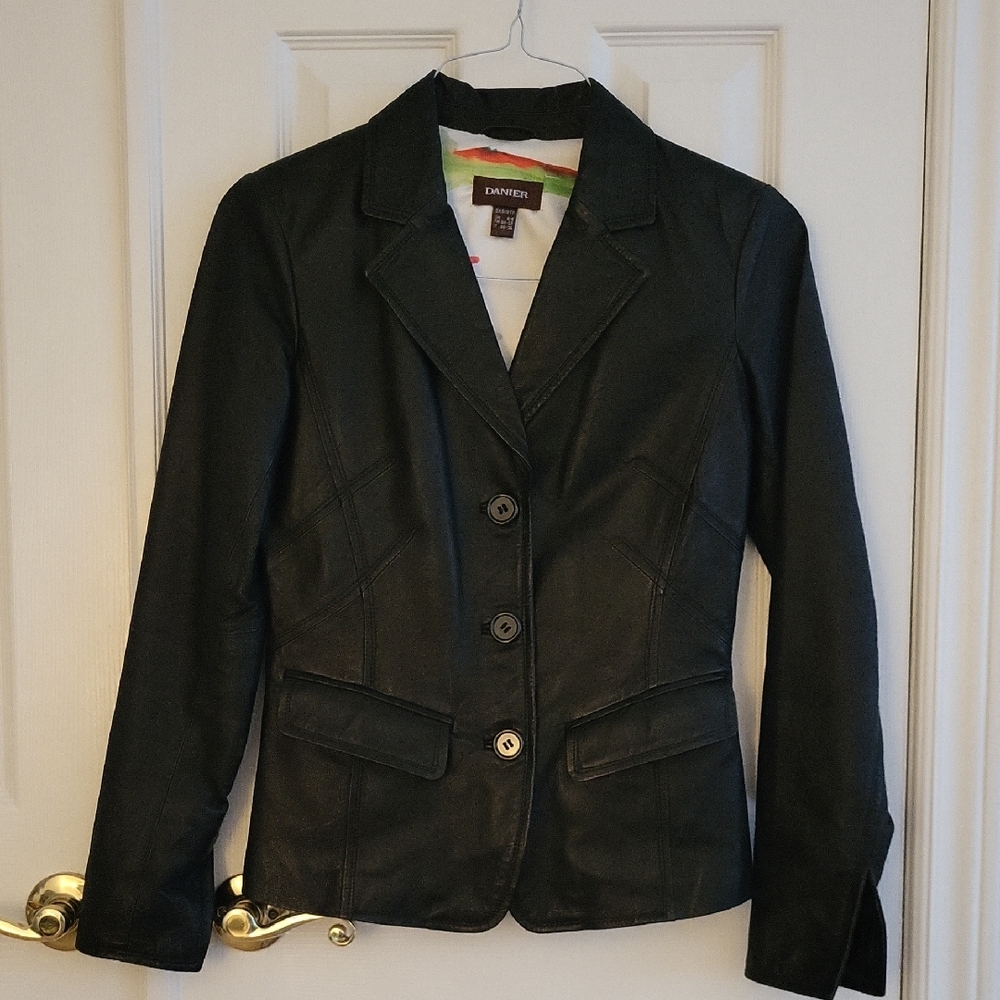 DANIER Black Leather Blazer